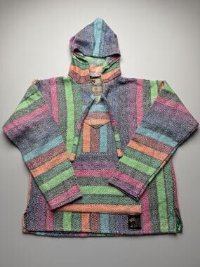 No Bad Days Hoodie Sweatshirt Mens Small Multicolor Pullover Baja Striped Knit